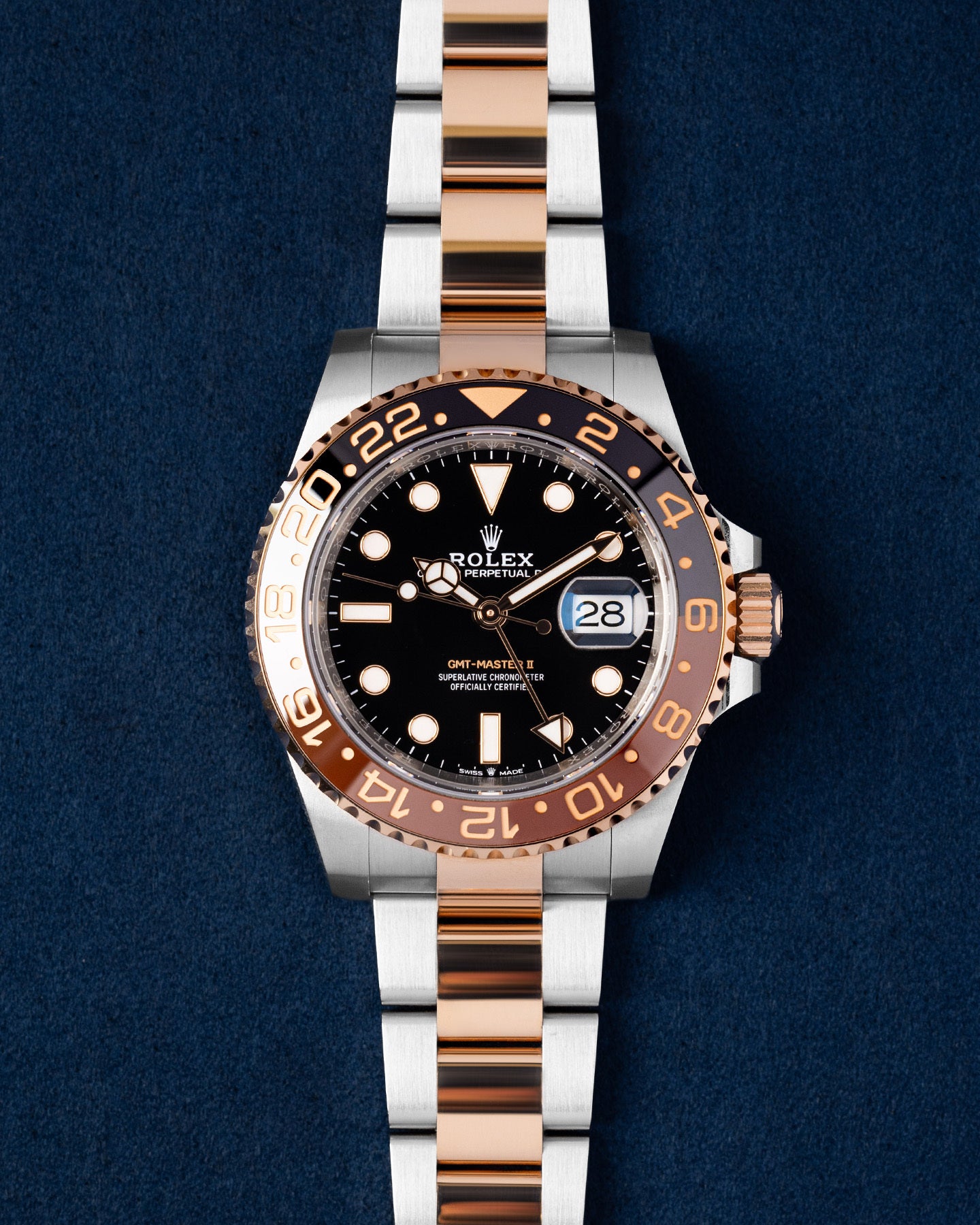Rolex GMT Master II Black Dial Two Tone Rose Gold 126711CHNR