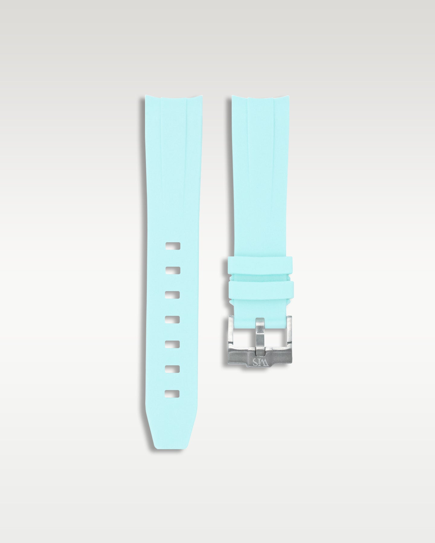 Curved Lug Rubber Strap in Glacier Blue