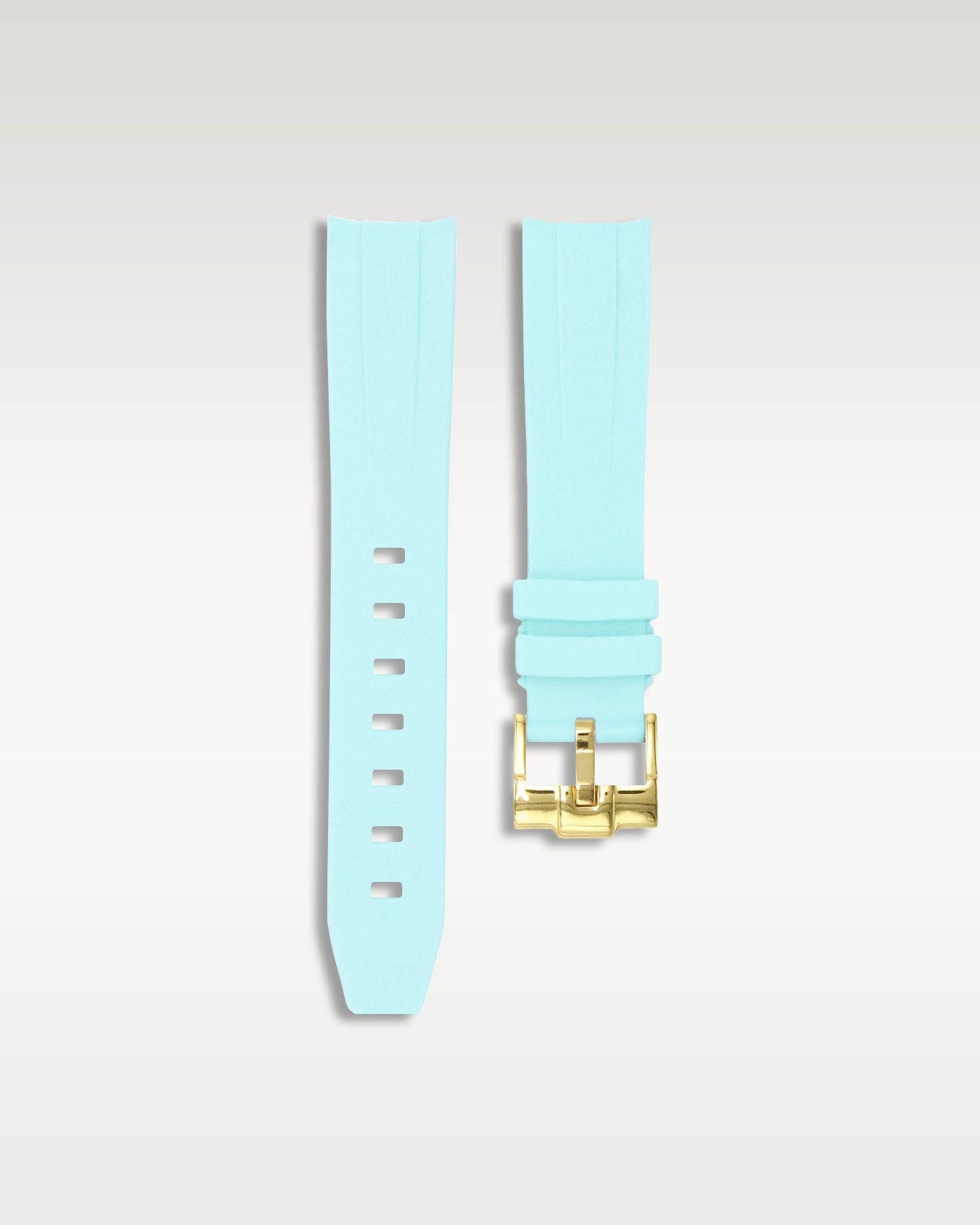 Curved Lug Rubber Strap in Glacier Blue