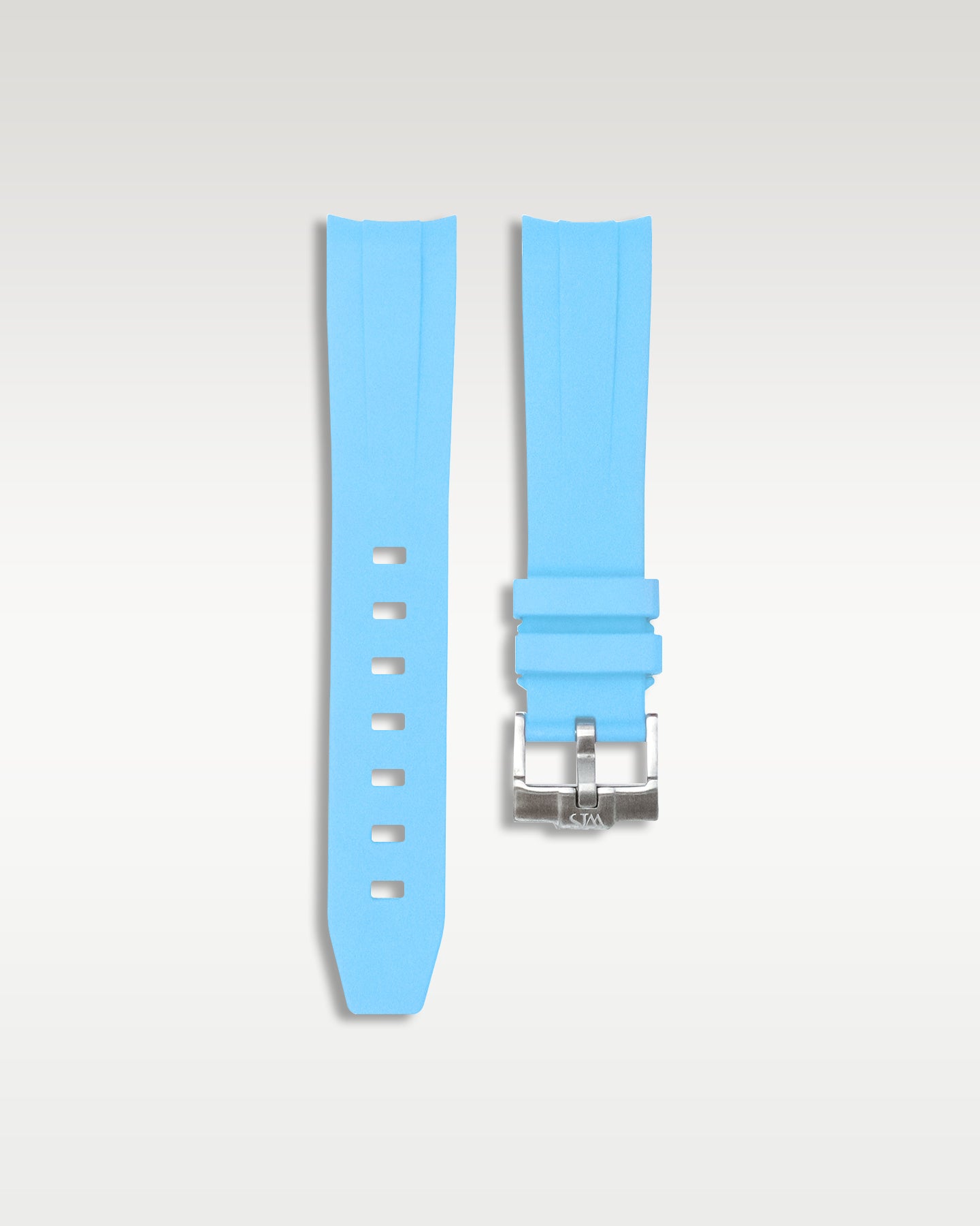 Curved Lug Rubber Strap in Miami Blue