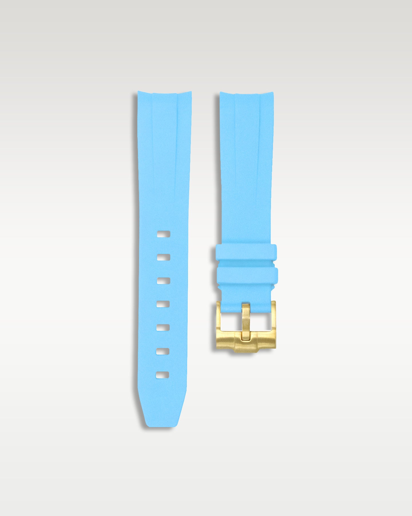 Curved Lug Rubber Strap in Miami Blue