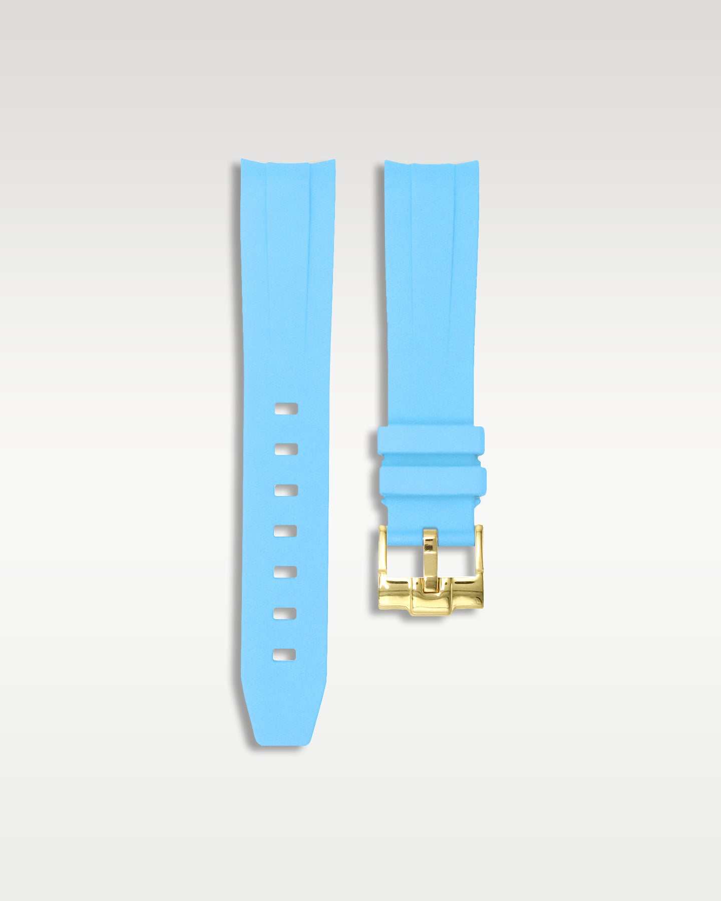 Curved Lug Rubber Strap in Miami Blue