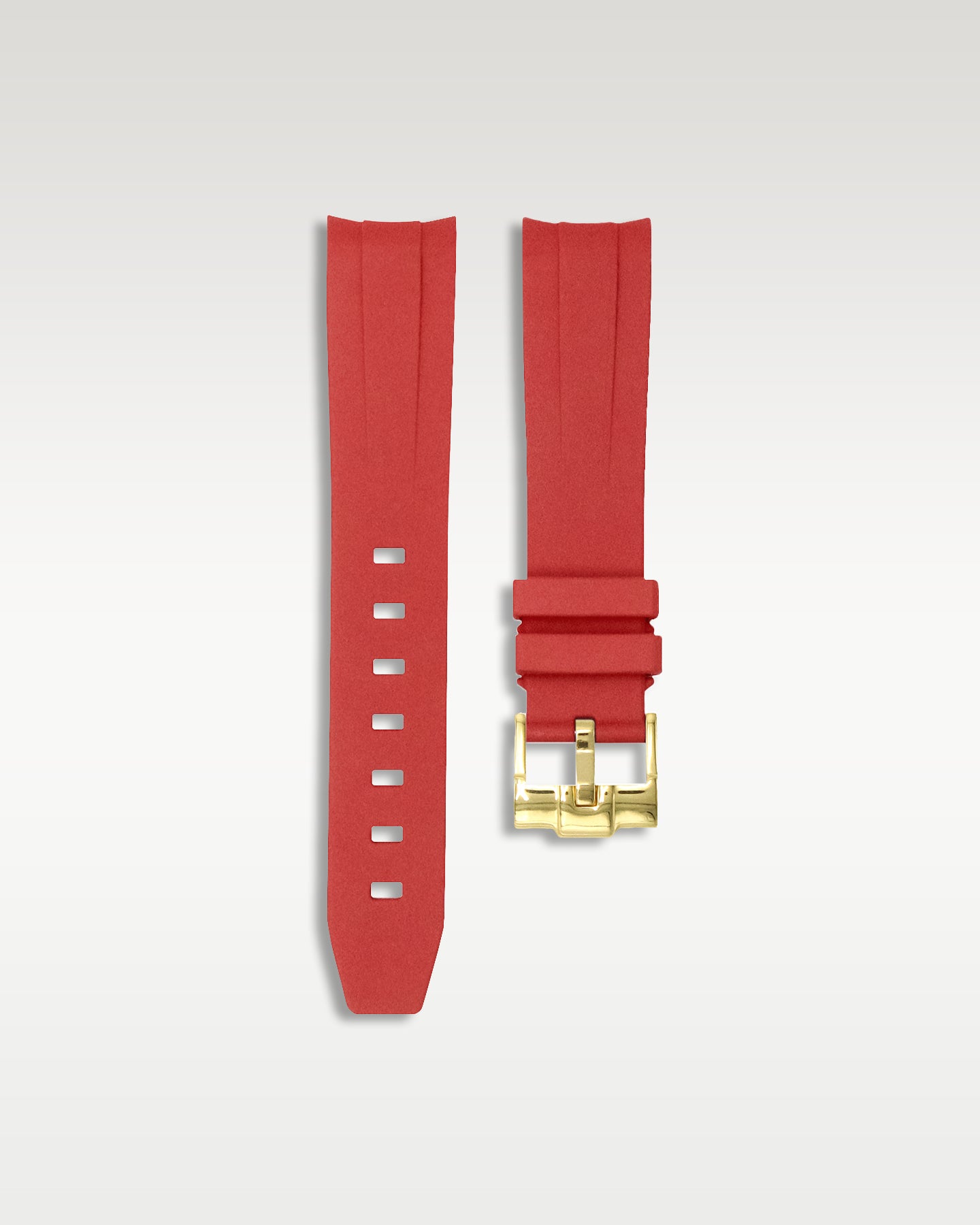Curved Lug Rubber Strap in Red