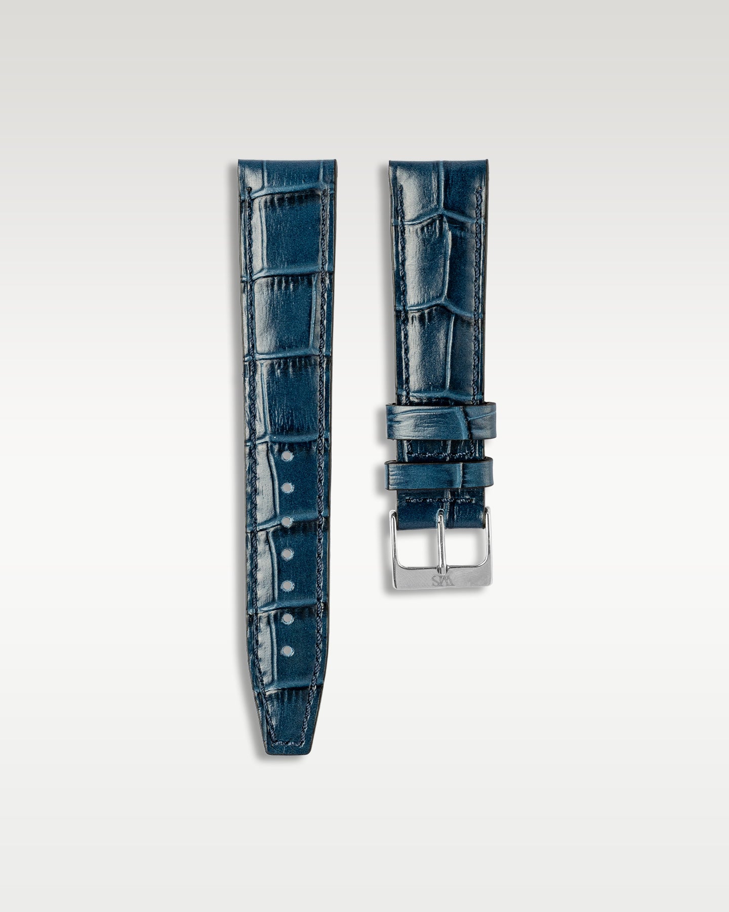 Handmade Alligator Leather Strap in Midnight Blue