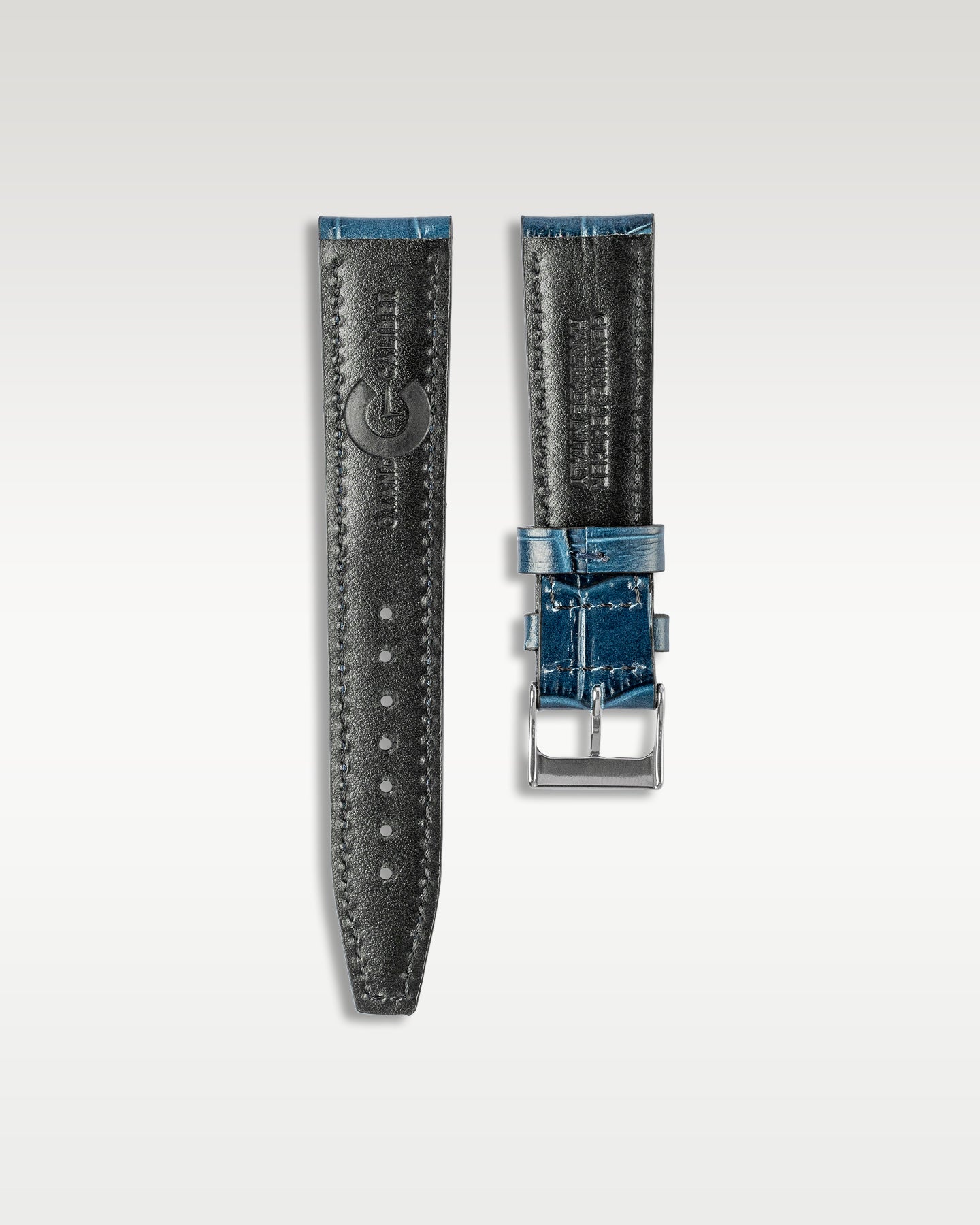 Handmade Alligator Leather Strap in Midnight Blue