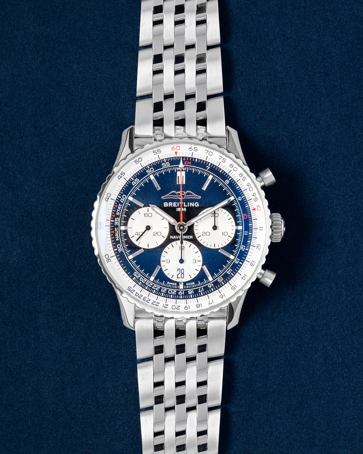 Steel Blue Breitling Navitimer 1 B01 AB0138 Watch | Grand Caliber Dallas