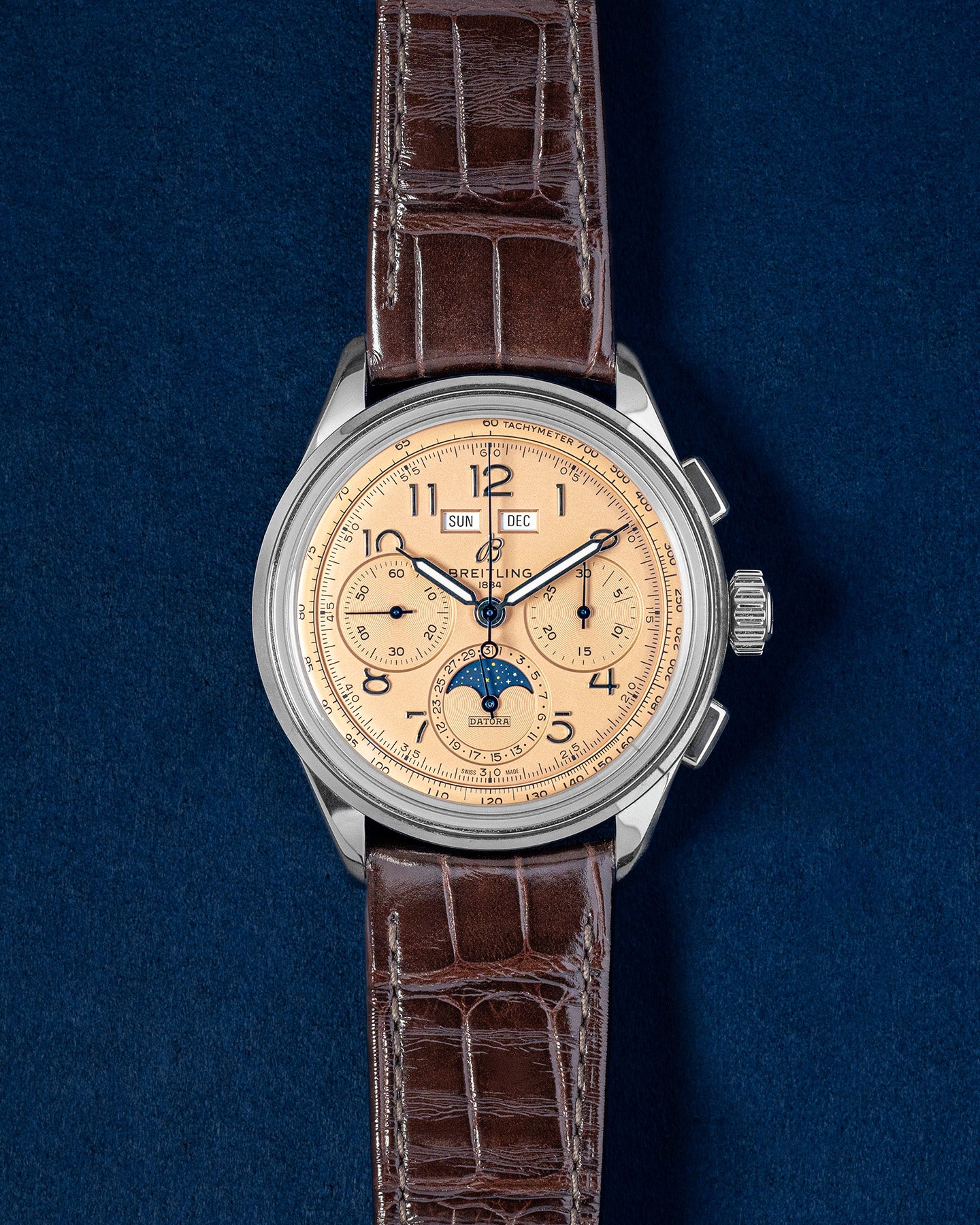 42mm Salmon Dial Breitling Premier B25 Datora AB2510 Watch at Grand Caliber