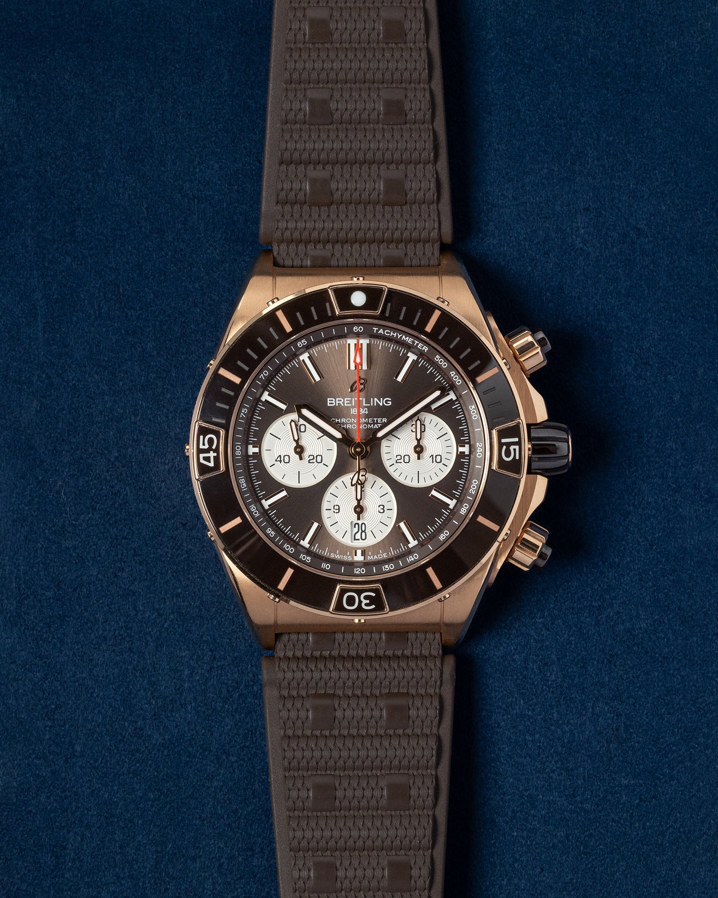 Rose Gold Breitling Super Chronomat B01 RB0136E31Q1S1 Brown Watch | Grand Caliber Dallas
