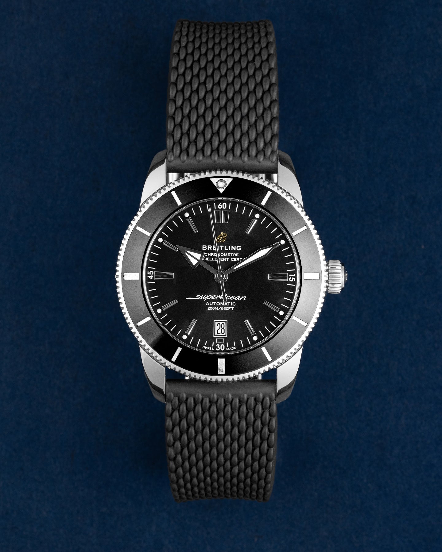 Black 46mm Stainless Steel Breitling Superocean Heritage II AB2020