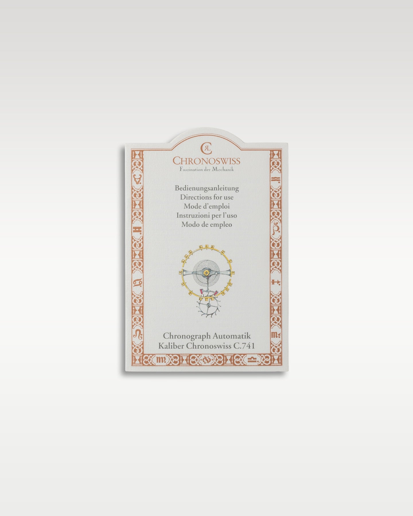 Official technical reference and service paperwork documents included with a Chronoswiss luxury watch