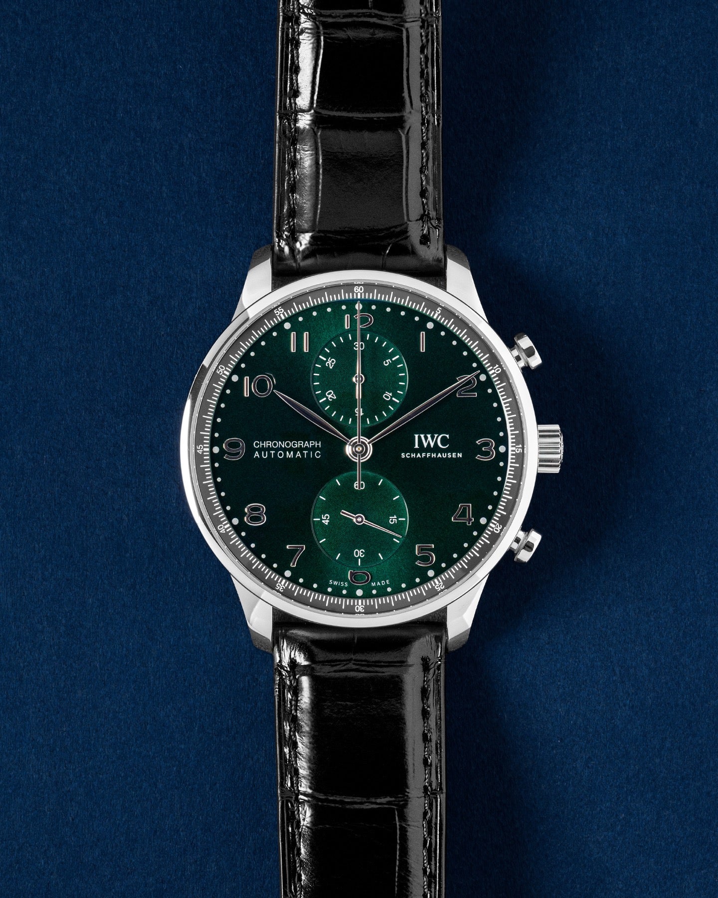 green IWC Portugieser Chronograph IW371615 | grand caliber texas