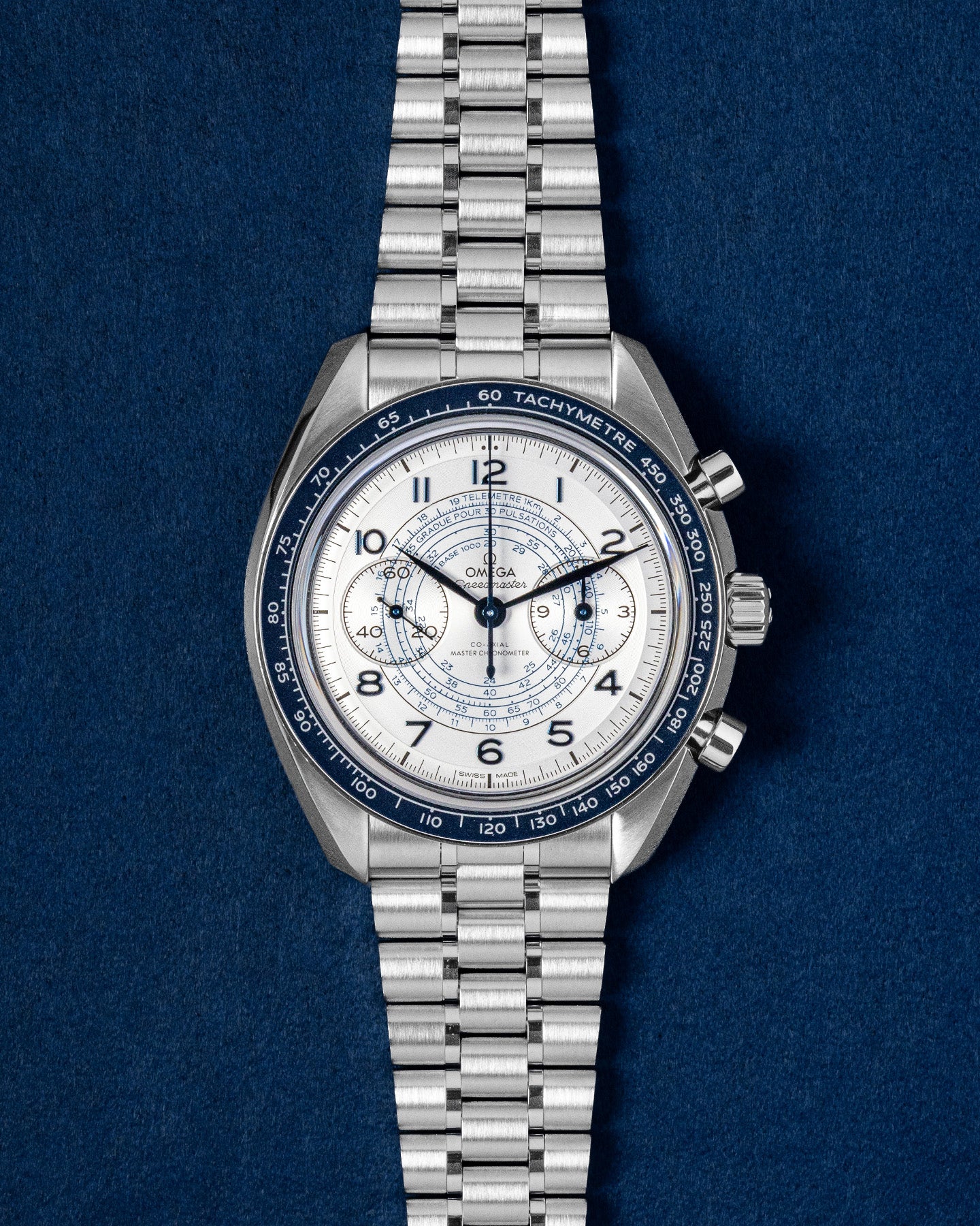 Omega Speedmaster Chronoscope 32930435102001 43mm Blue Silver Watch at Grand Caliber