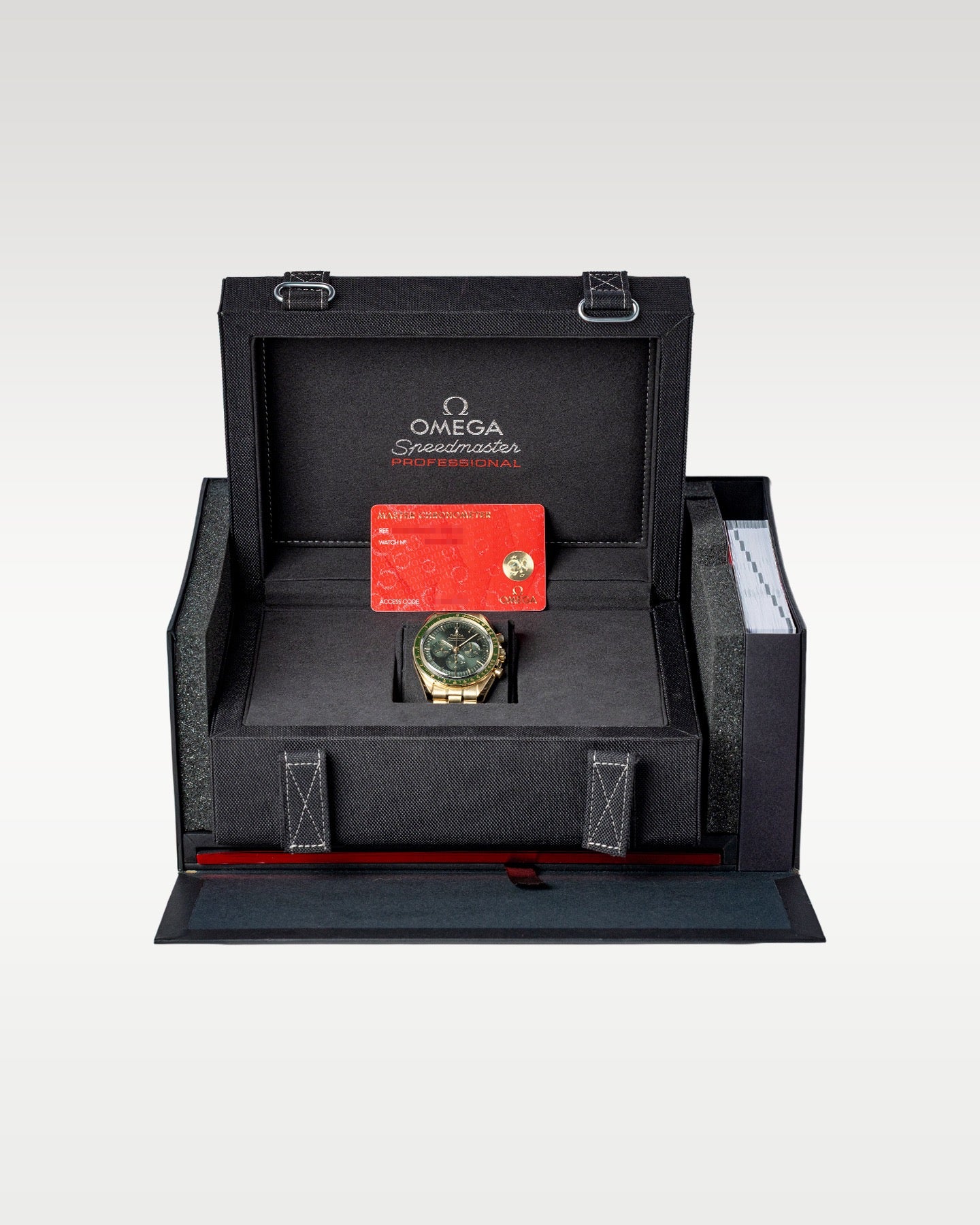 Yellow Gold Olive Omega Speedmaster Moonwatch Professional | Grand Caliber