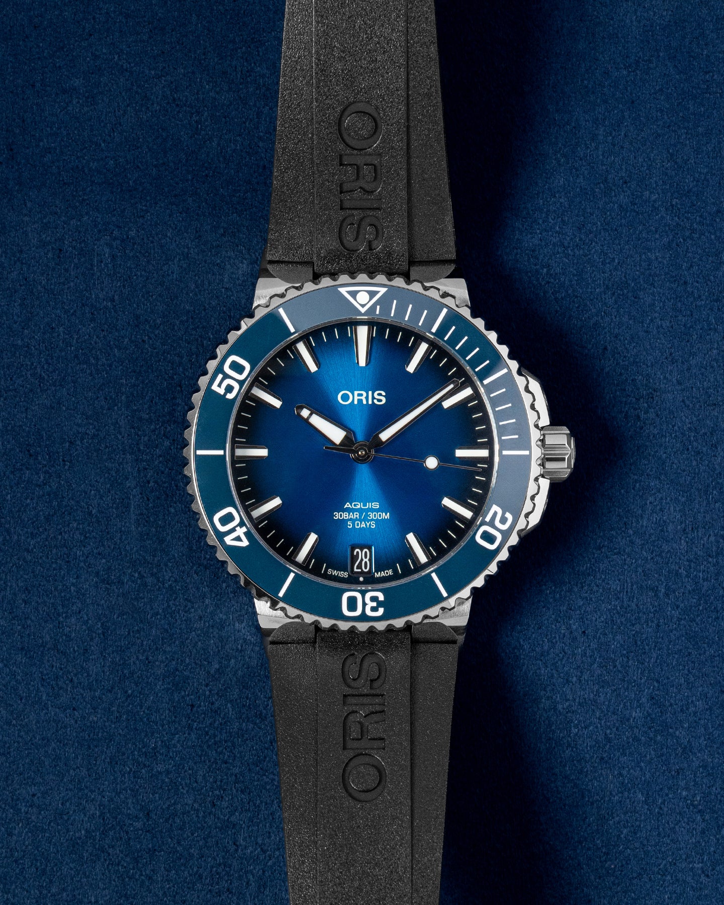 Oris Aquis Date 0140077694135-0742274FC Steel Blue Watch | Grand Caliber Dalas