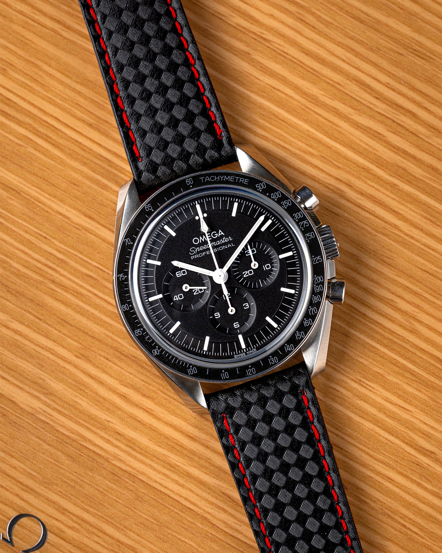 Handmade Italian Leather Strap in Carbon Fiber