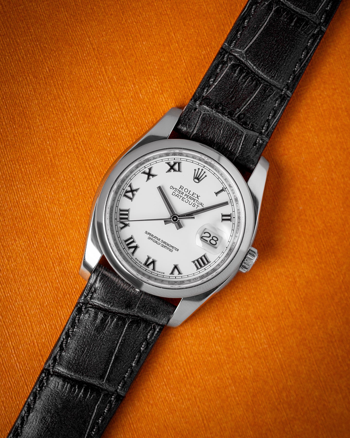 Handmade Alligator Leather Strap in Charcoal Grey