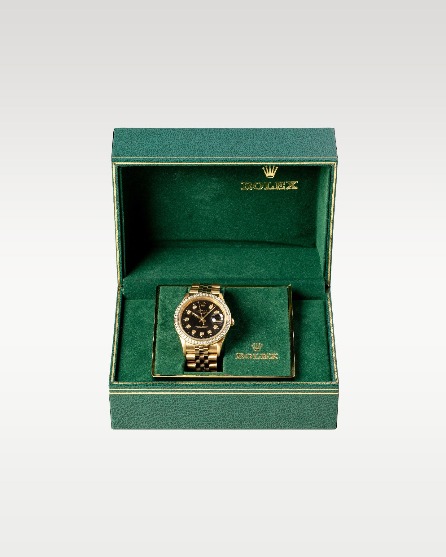 Aftermarket Diamond Vintage Rolex Date 34 15238 | Grand Caliber Dallas, Texas