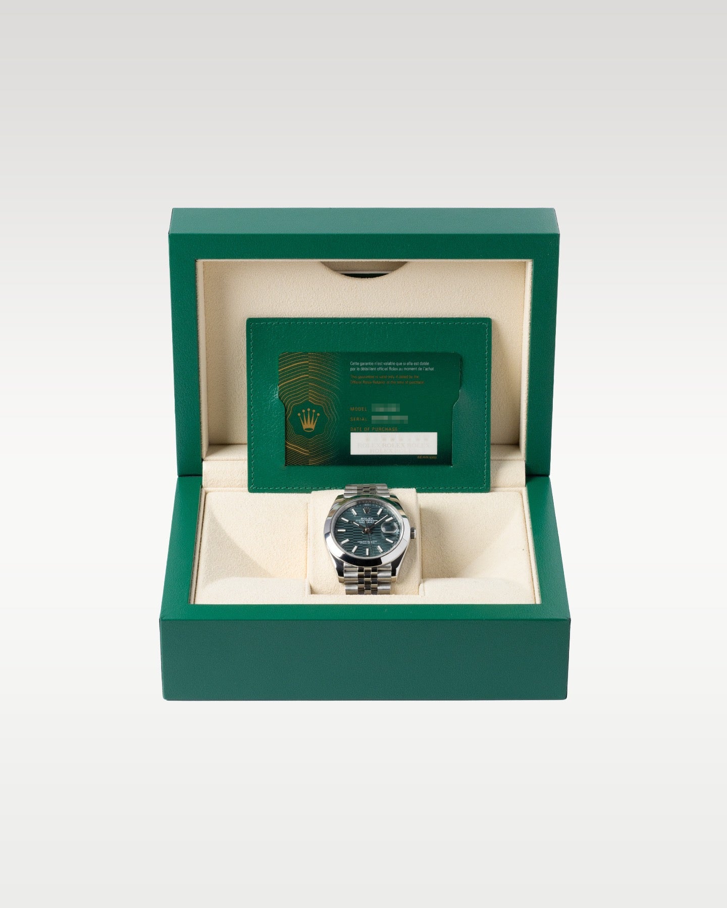 Mint Green Motif Dial Rolex Datejust 126300 | Grand Caliber Dallas TX