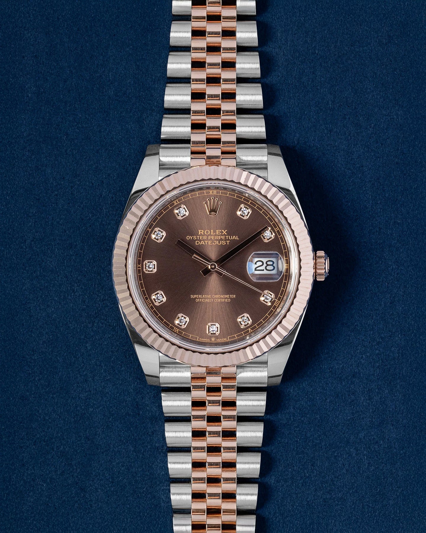 Everose Rolesor Chocolate Diamond Rolex Datejust 126331 Watch | Grand Caliber Dallas