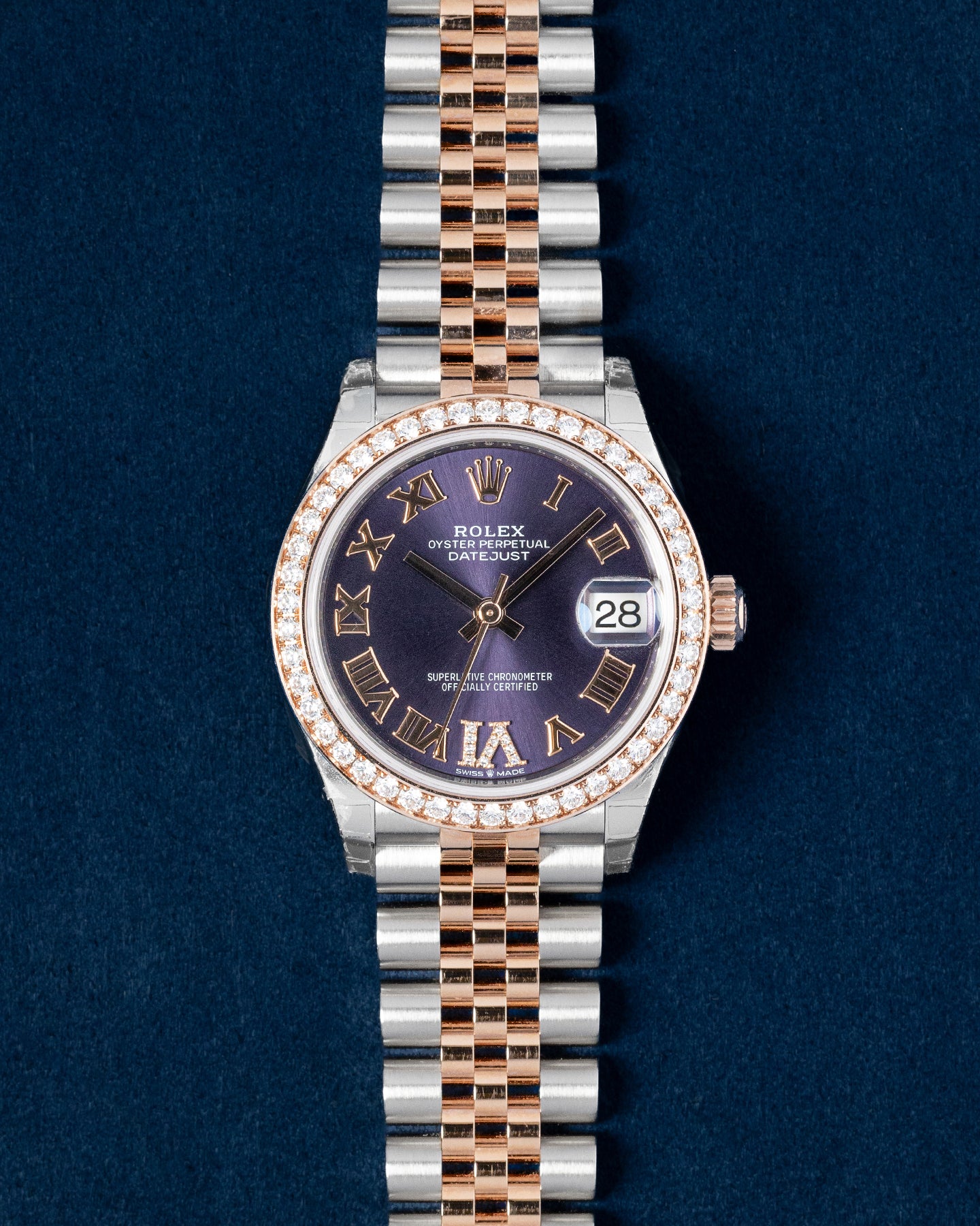 Everose Gold Aubergine Diamond Rolex Datejust 278381RBR Watch | Grand Caliber