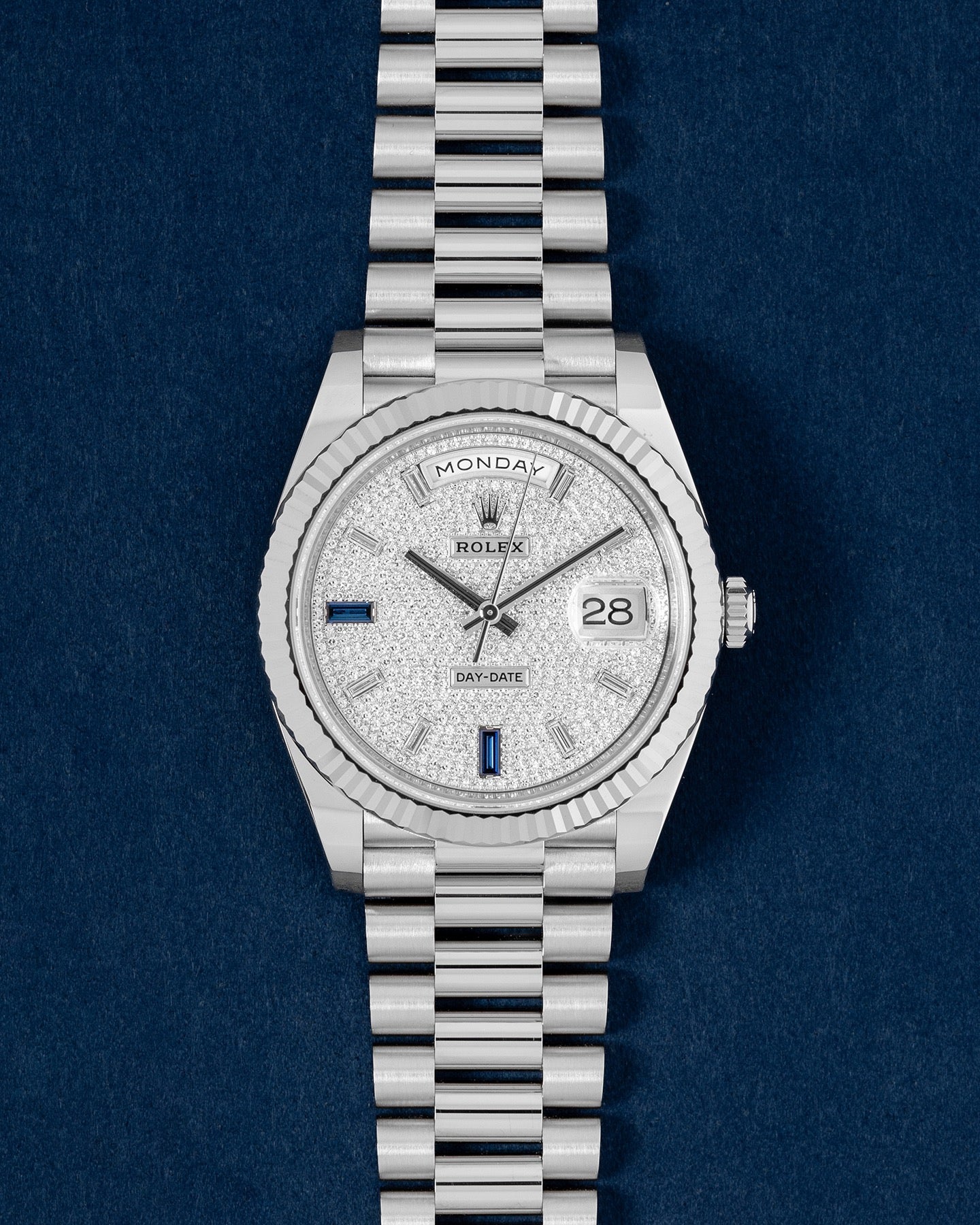 White Gold Rolex Day-Date 40 Pavé Diamond 228239 – Grand Caliber
