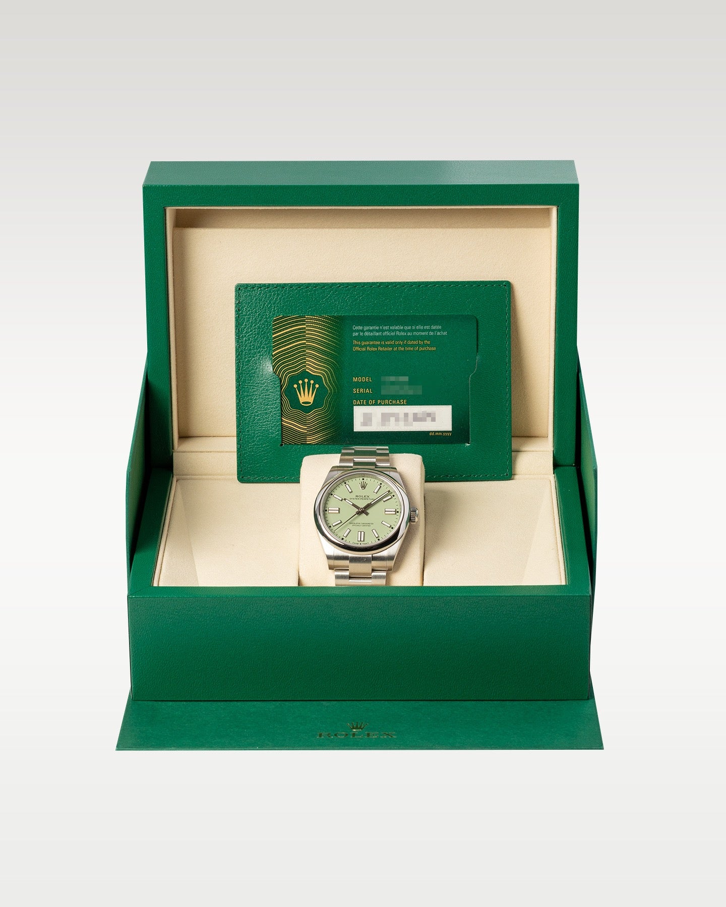New Rolex Oyster Perpetual Pistachio 134300 | Grand Caliber Dallas, Texas