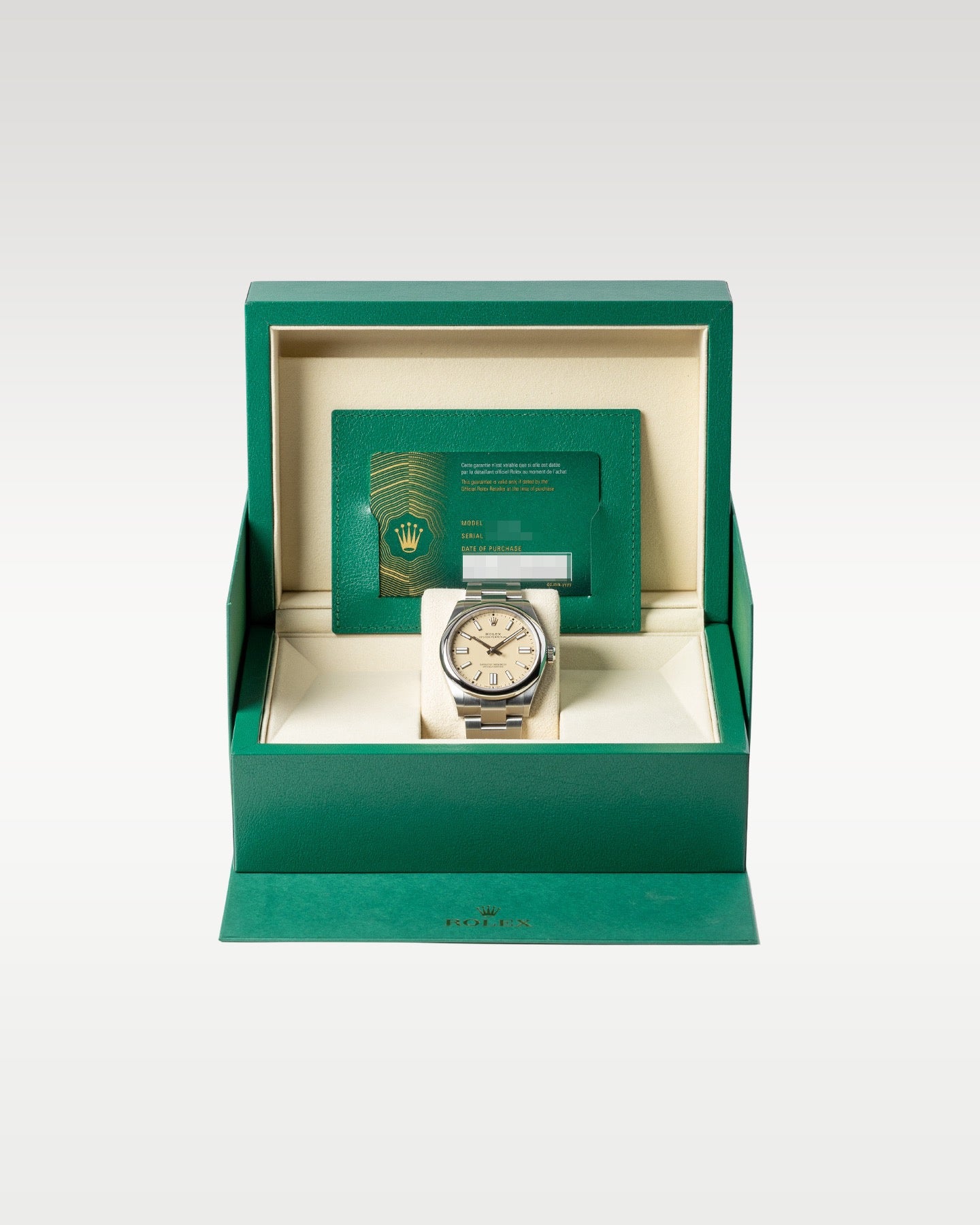 beige dial Rolex Oyster Perpetual 134300 | Grand Caliber Watches Dallas
