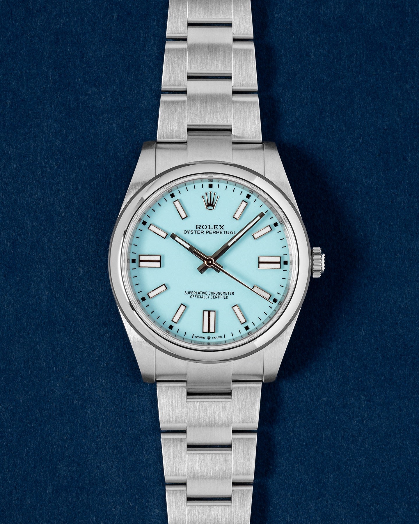 Turquoise Blue Rolex Oyster Perpetual 41 124300 | Grand Caliber Mens Watches