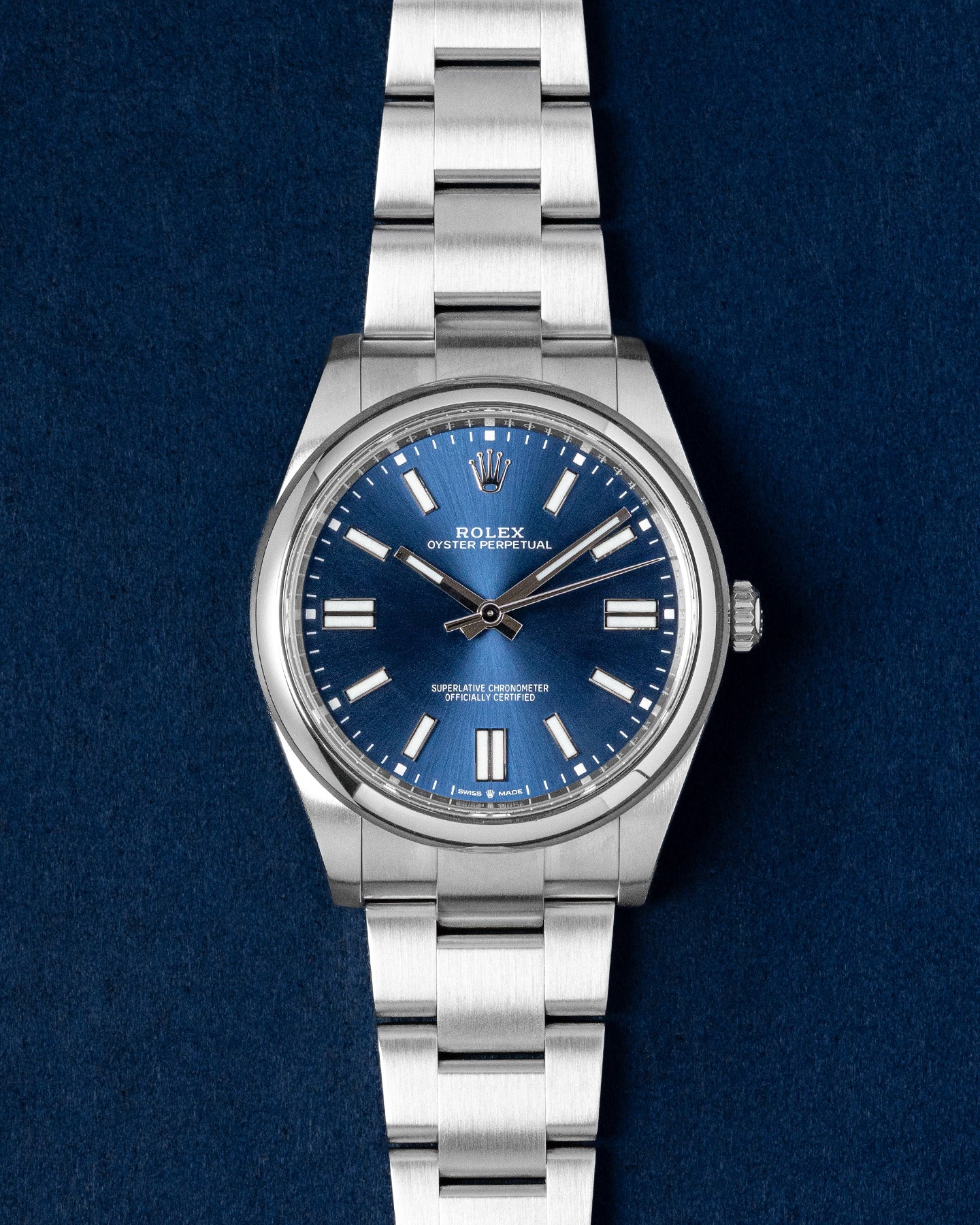 41mm Steel Rolex Oyster Perpetual Blue Dial 124300 Watch at Grand Caliber