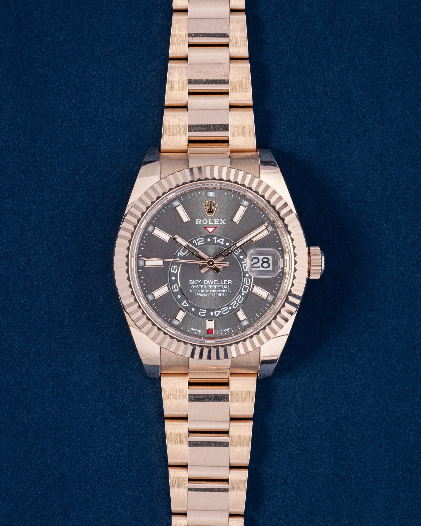 Slate Rose Gold Rolex Sky-Dweller 326935 | Grand Caliber Dallas, TX
