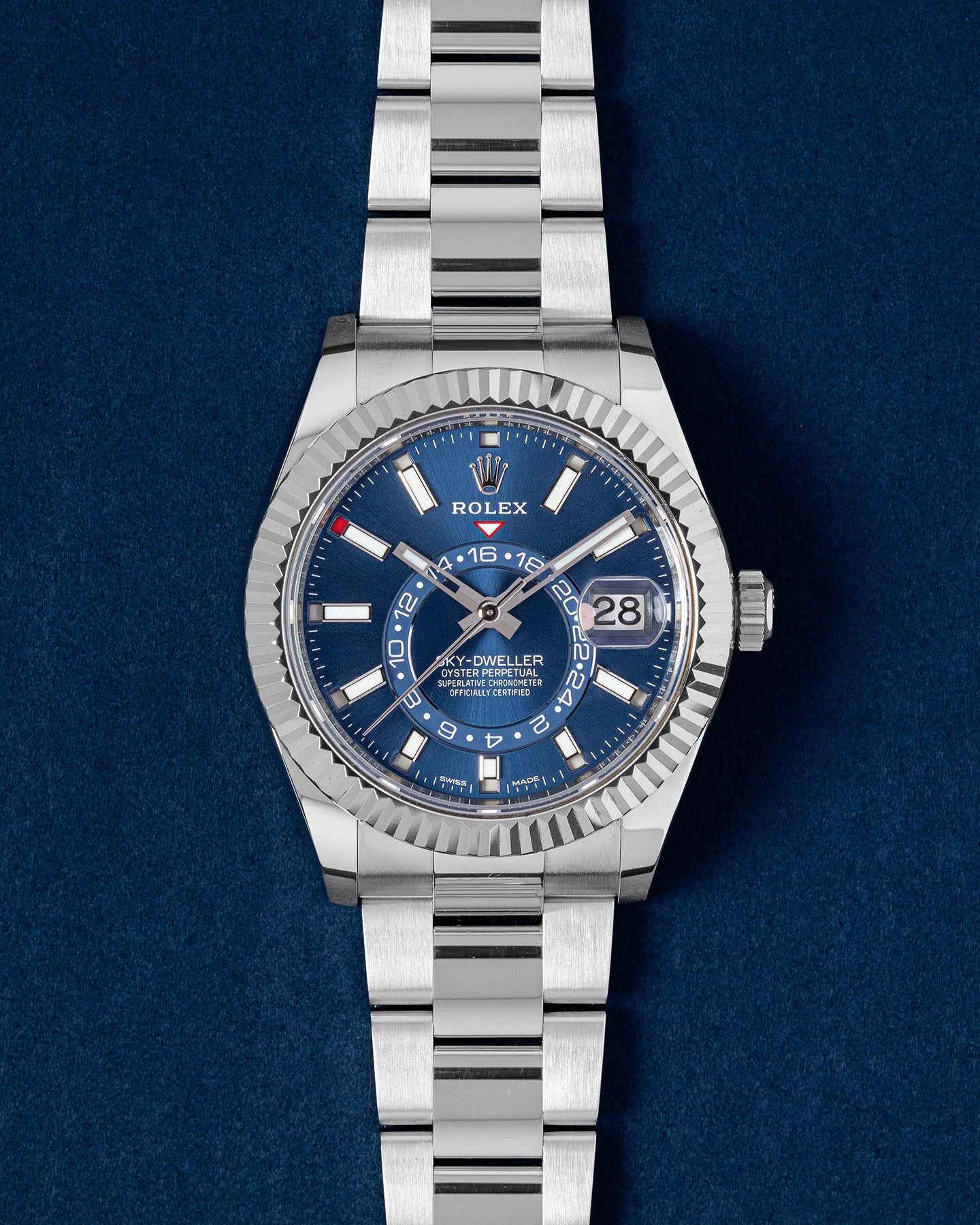 Steel Blue White Rolesor Rolex Sky Dweller 326934 Watch | Grand Caliber