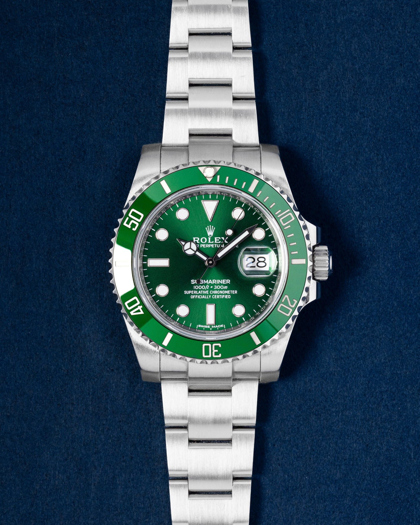 40mm Stainless Steel Rolex Submariner Hulk Oyster Strap 116610LV Watch