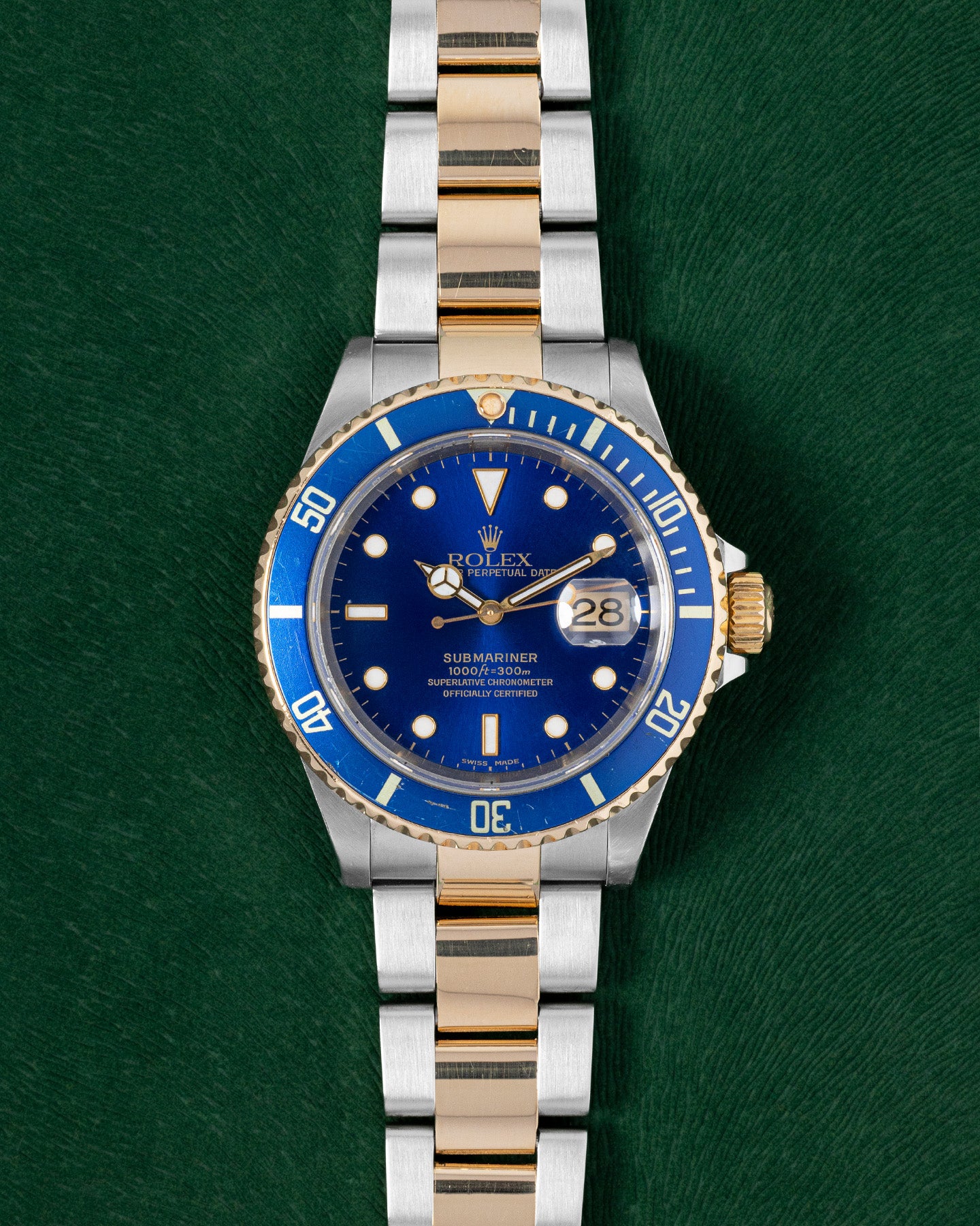 Two Tone Yellow Gold Rolex Submariner 16613 Blue 2003 Watch | Grand Caliber Dallas
