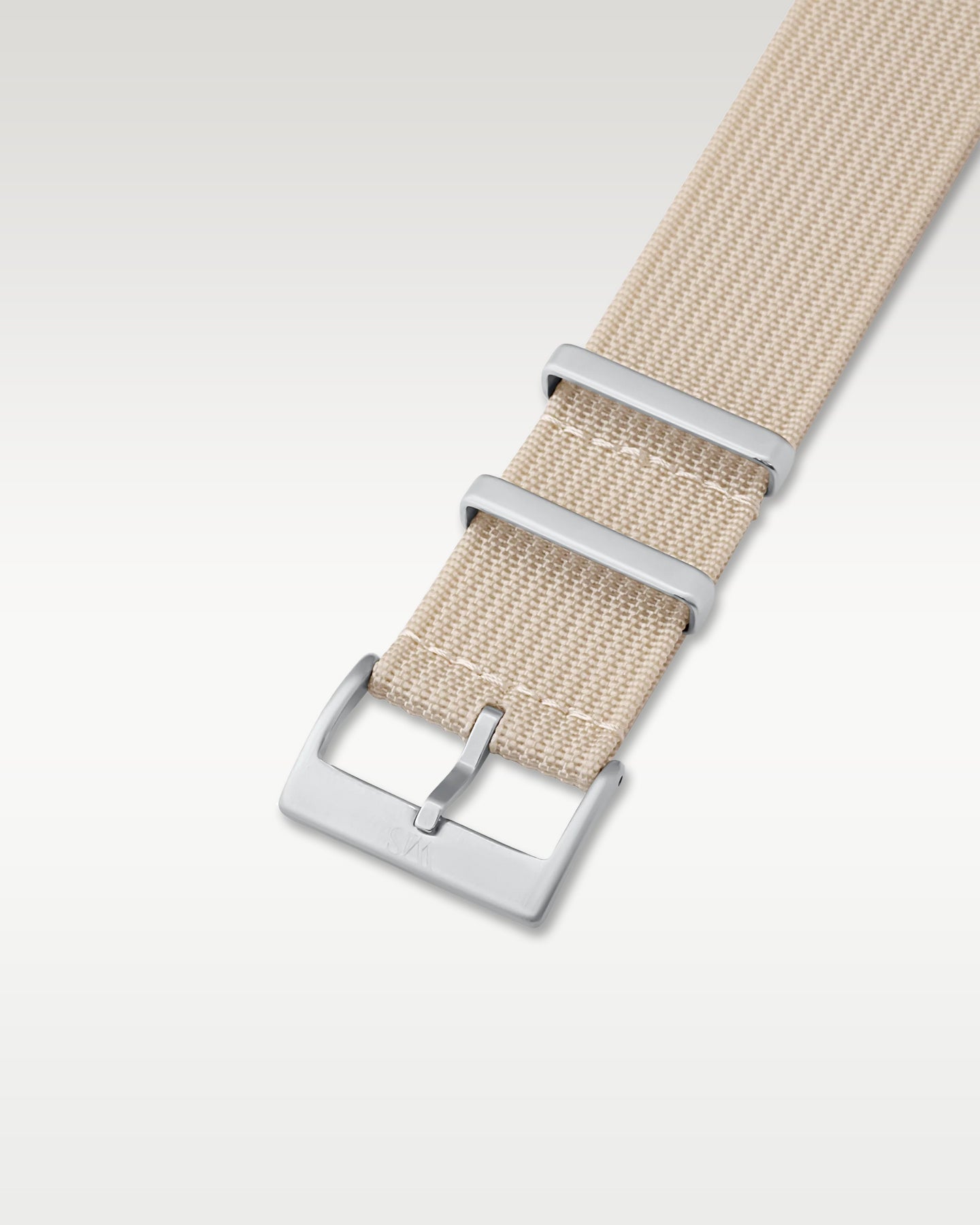 WISSTRAPS 24mm khaki woven nylon pull-through watch strap featuring brushed steel hardware buckle and keepers