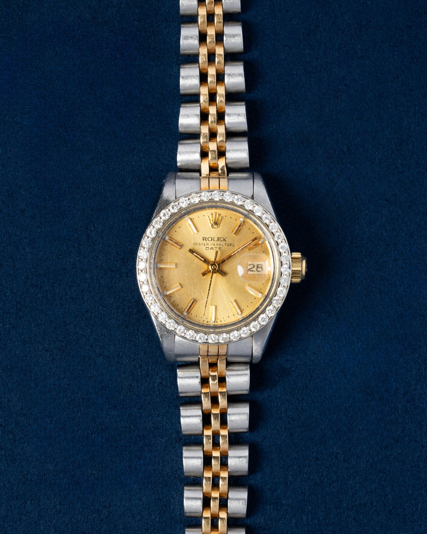 Rolex Datejust Champagne Dial Factory Diamond Bezel on Jubilee Bracelet 6917