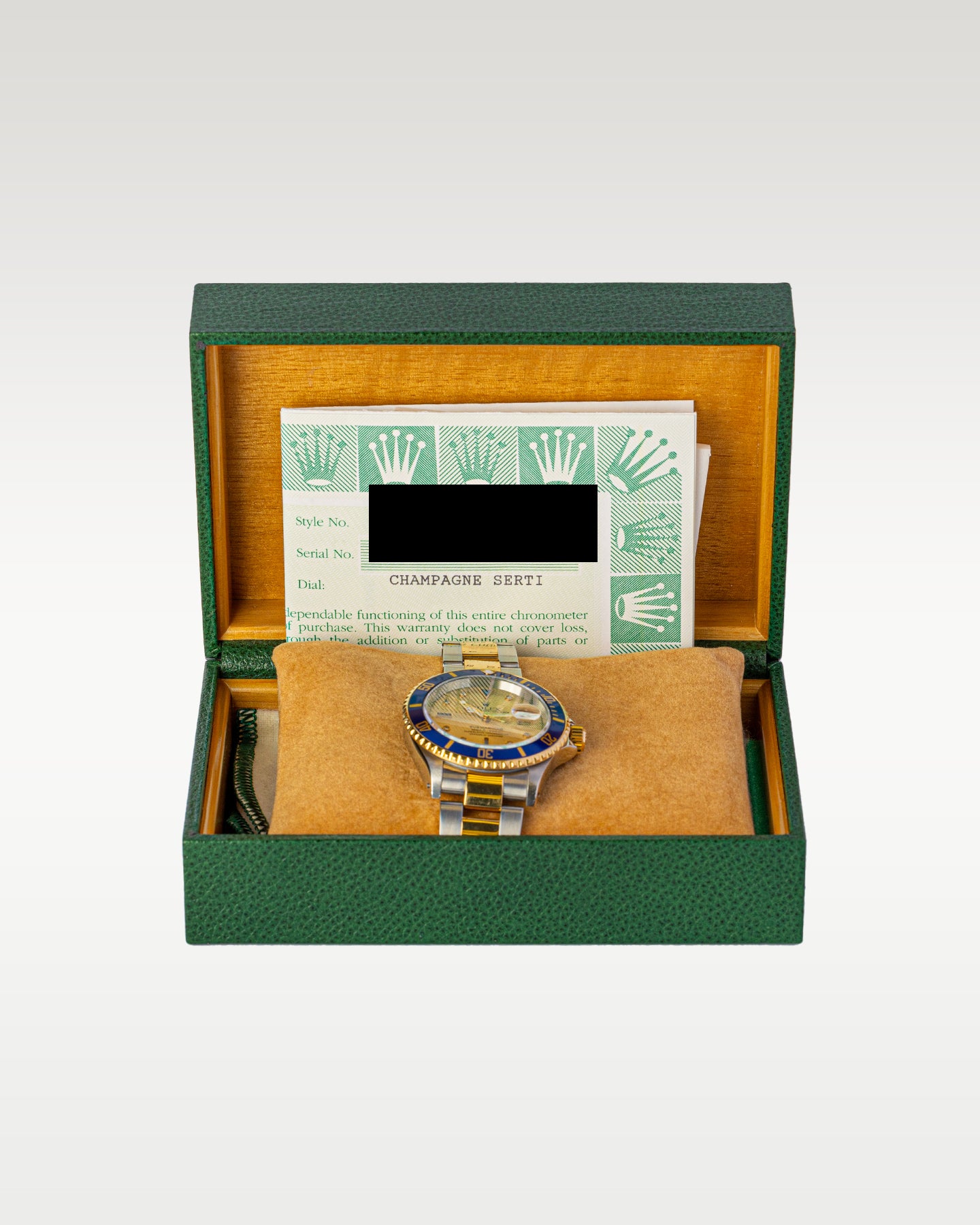 Rolex Submariner Champagne Serti Dial Yellow Gold Bezel 16613