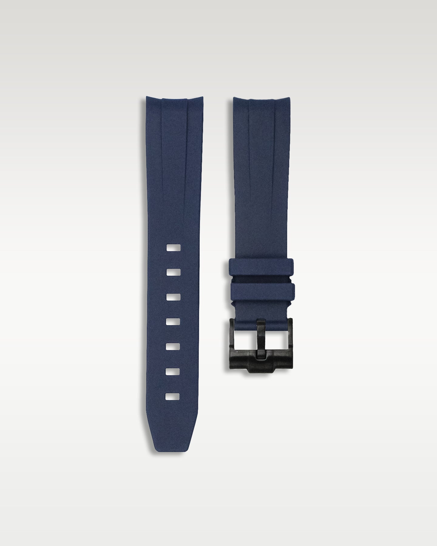 Curved Lug Rubber Strap in Navy Blue