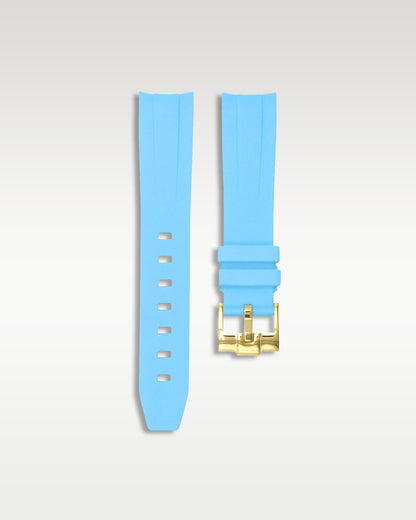 Curved Lug Rubber Strap in Miami Blue