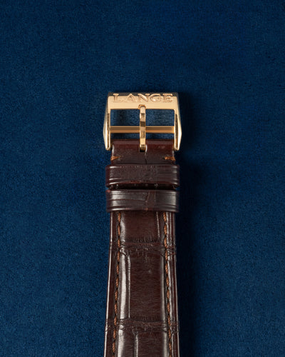 38.5mm Rose Gold A Lange and Sohne Lange 1 101.032 Leather Strap Watch