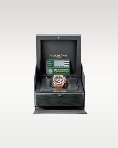 Rose Gold blue dial Royal Oak Chronograph 26331OR | Grand Caliber