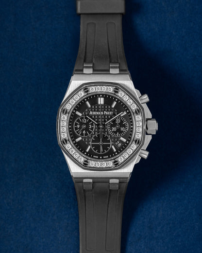 37mm Steel and Diamond Black Audemars Piguet Royal Oak Offshore 26231ST Watch at Grand Caliber