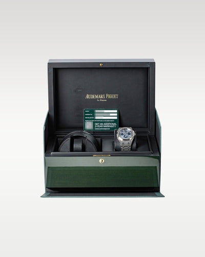 Blue AP Royal Oak Perpetual Calendar 26574ST.OO.1220ST.03 | Grand Caliber Watches