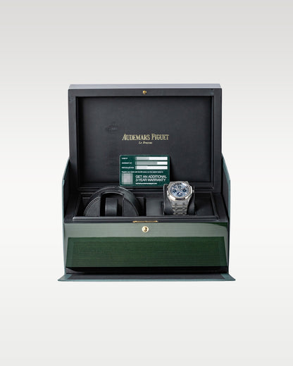 Blue AP Royal Oak Perpetual Calendar 26574ST.OO.1220ST.03 | Grand Caliber Watches