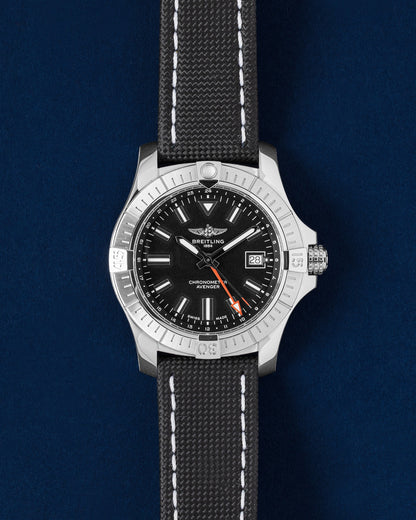 Brand new Breitling Avenger Automatic GMT 43 A32397 black dial military pilot watch at Grand Caliber Dallas