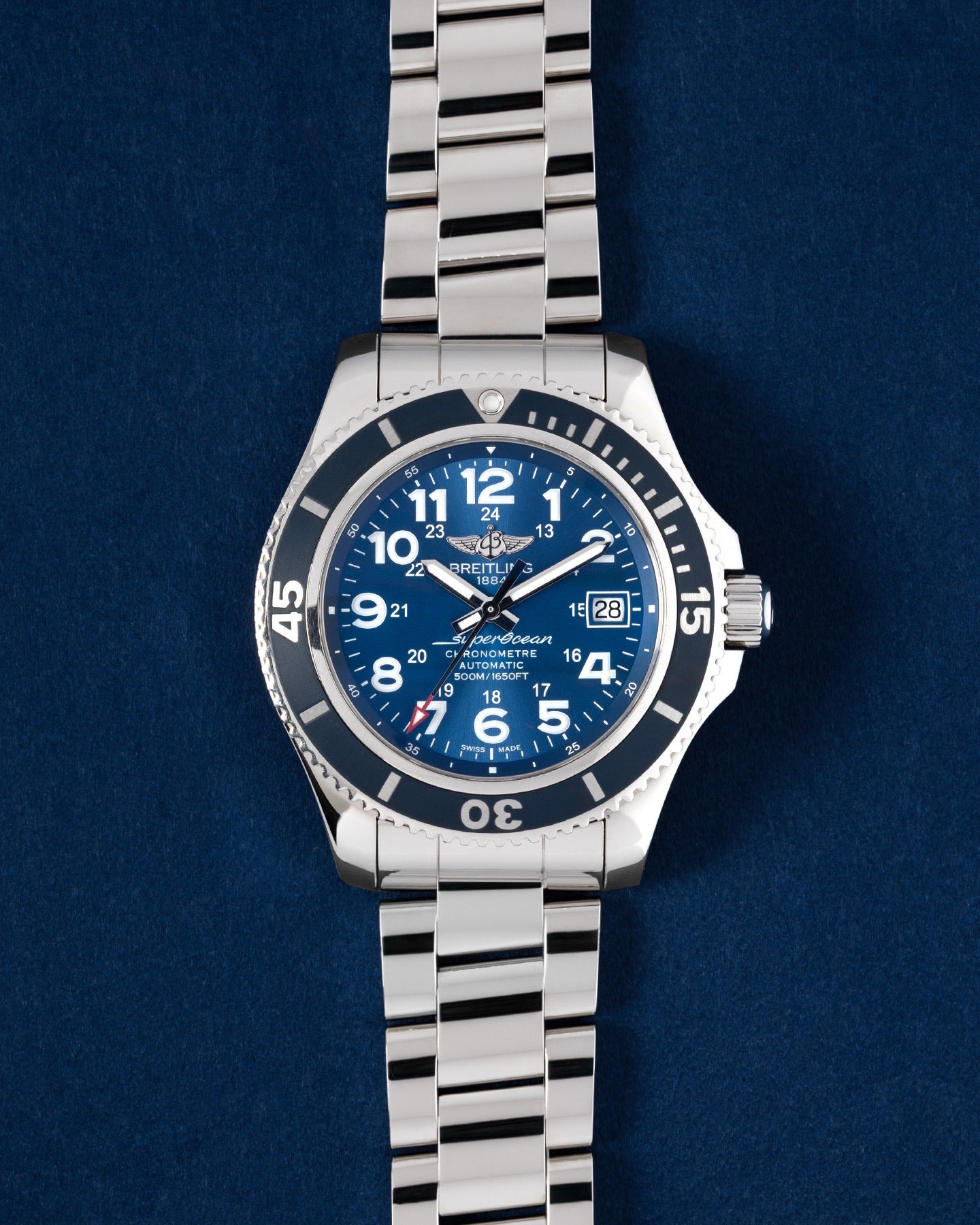 BREITLING ブライトリング スーパーオーシャン2 42mm A17365 オートマ ブルー文字盤 稼働品 腕時計 付属品多数■ジモティ姫路 ブライトリング スーパーオーシャンII 42 ブルー ブレス仕様 A17365