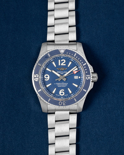44mm Steel Blue Breitling Superocean A17367 Watch | Grand Caliber Dallas