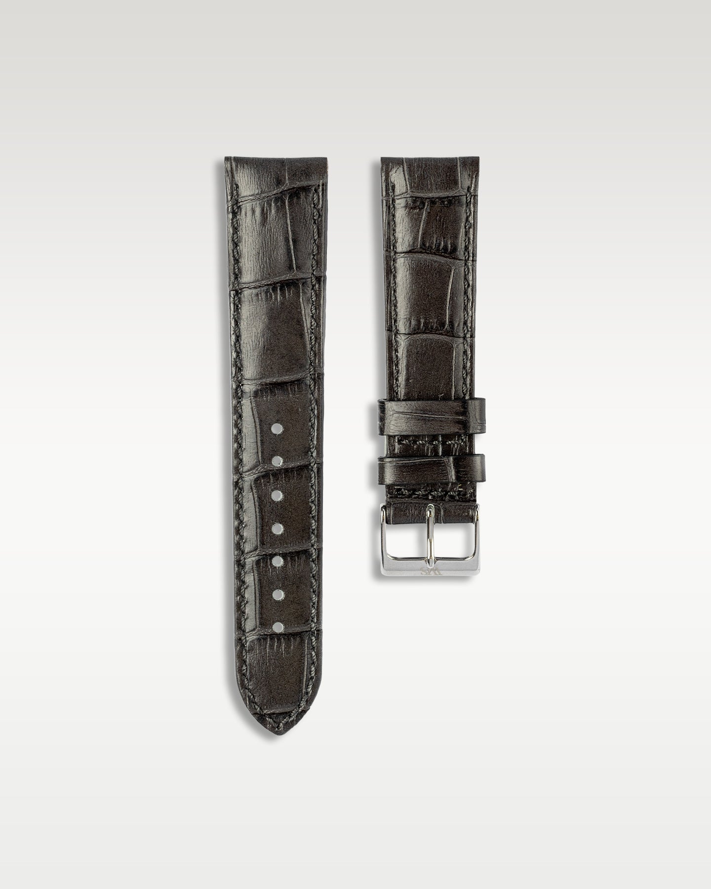 Handmade Alligator Leather Strap in Charcoal Grey