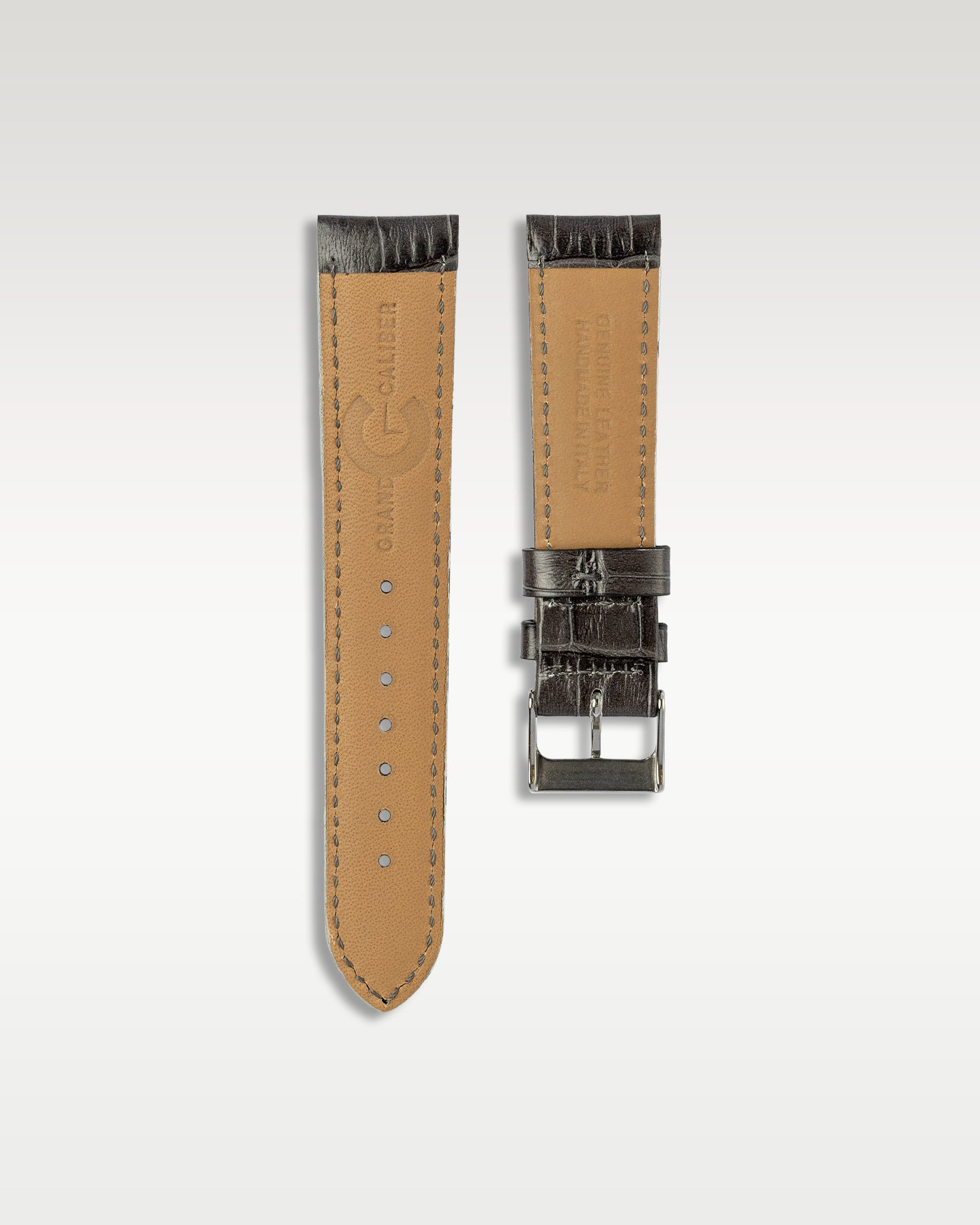 Handmade Alligator Leather Strap in Charcoal Grey