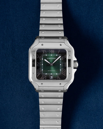 New Green Cartier Santos Large  WSSA0062 | Grand Caliber Dallas, Texas