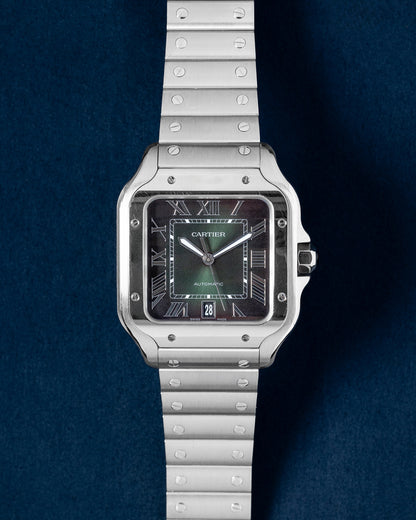 2023 Steel Green Cartier Santos WSSA0062 Watch | Grand Caliber Dallas